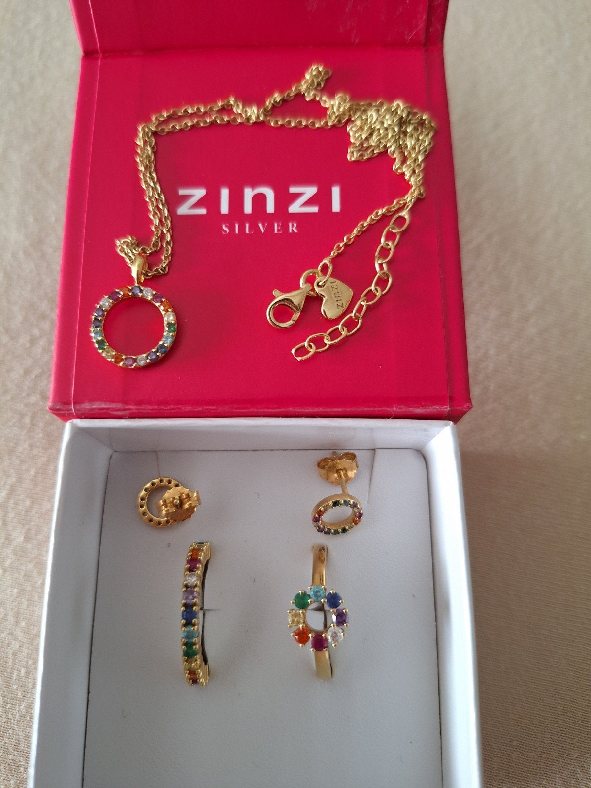 Zinzi sieradenset 14 krt goud omhuld, Ophalen of Verzenden, Zo goed als nieuw, 17 tot 18, Dame