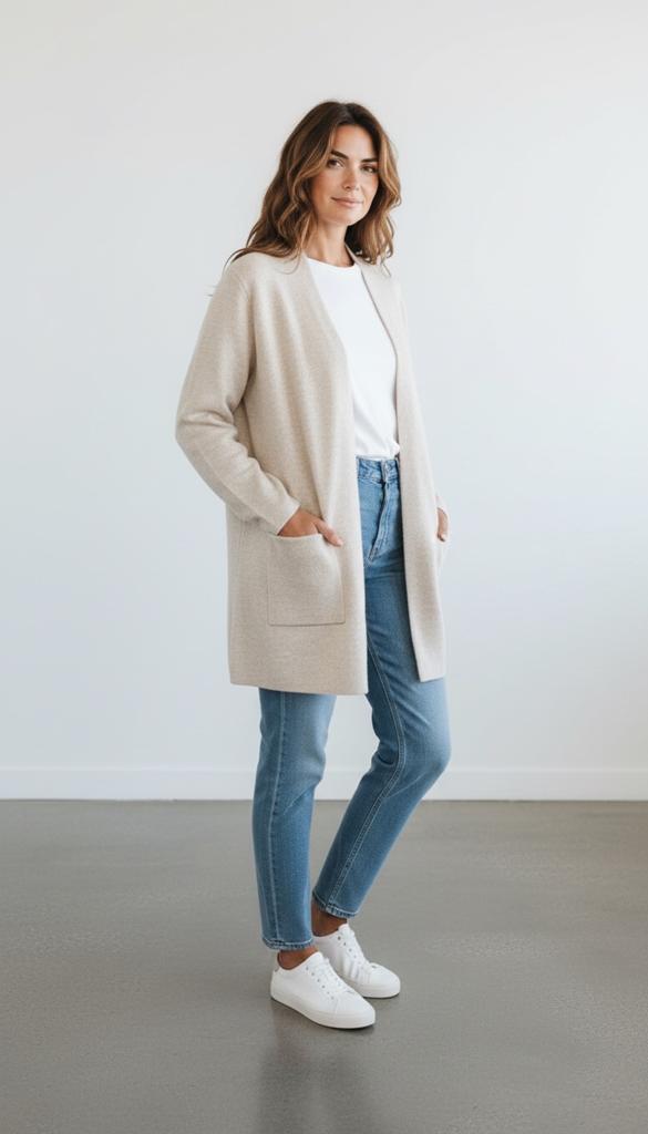 Heerlijk lang licht beige vest van SibinLinnebjerg, Maat 38/40 (M), Beige, Ophalen of Verzenden, Zo goed als nieuw