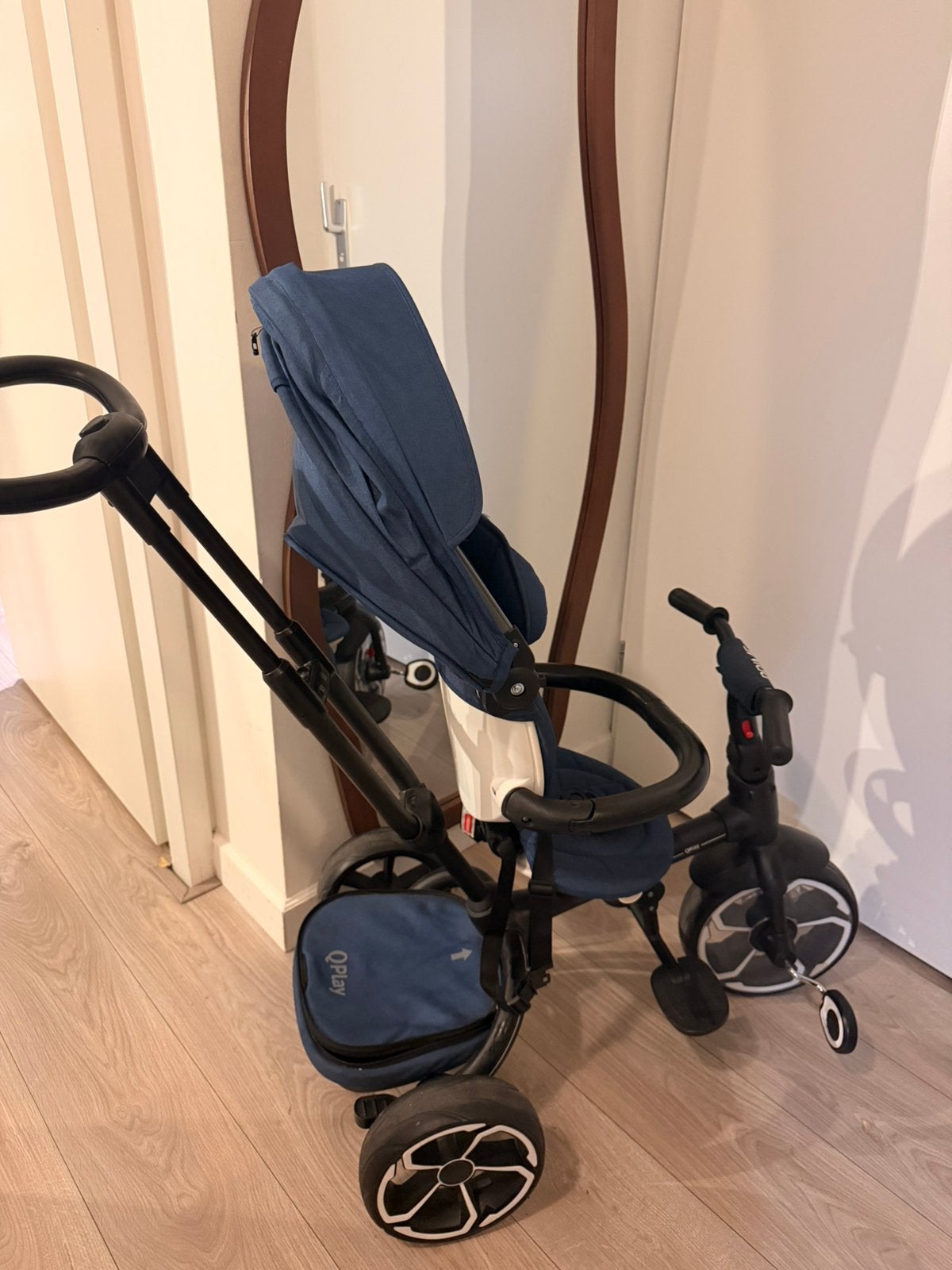 Qplay 3 wieler /duwfiets blauw, Fietsen en Brommers, Ophalen, Zo goed als nieuw, Duwstang