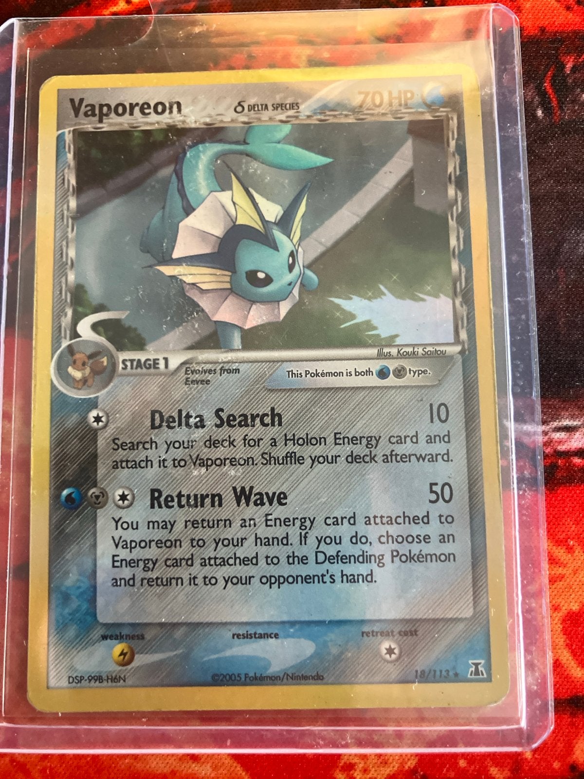 Vaporeon Delta Species Pokémon Kaart (2005), Ophalen of Verzenden, Zo goed als nieuw, Losse kaart