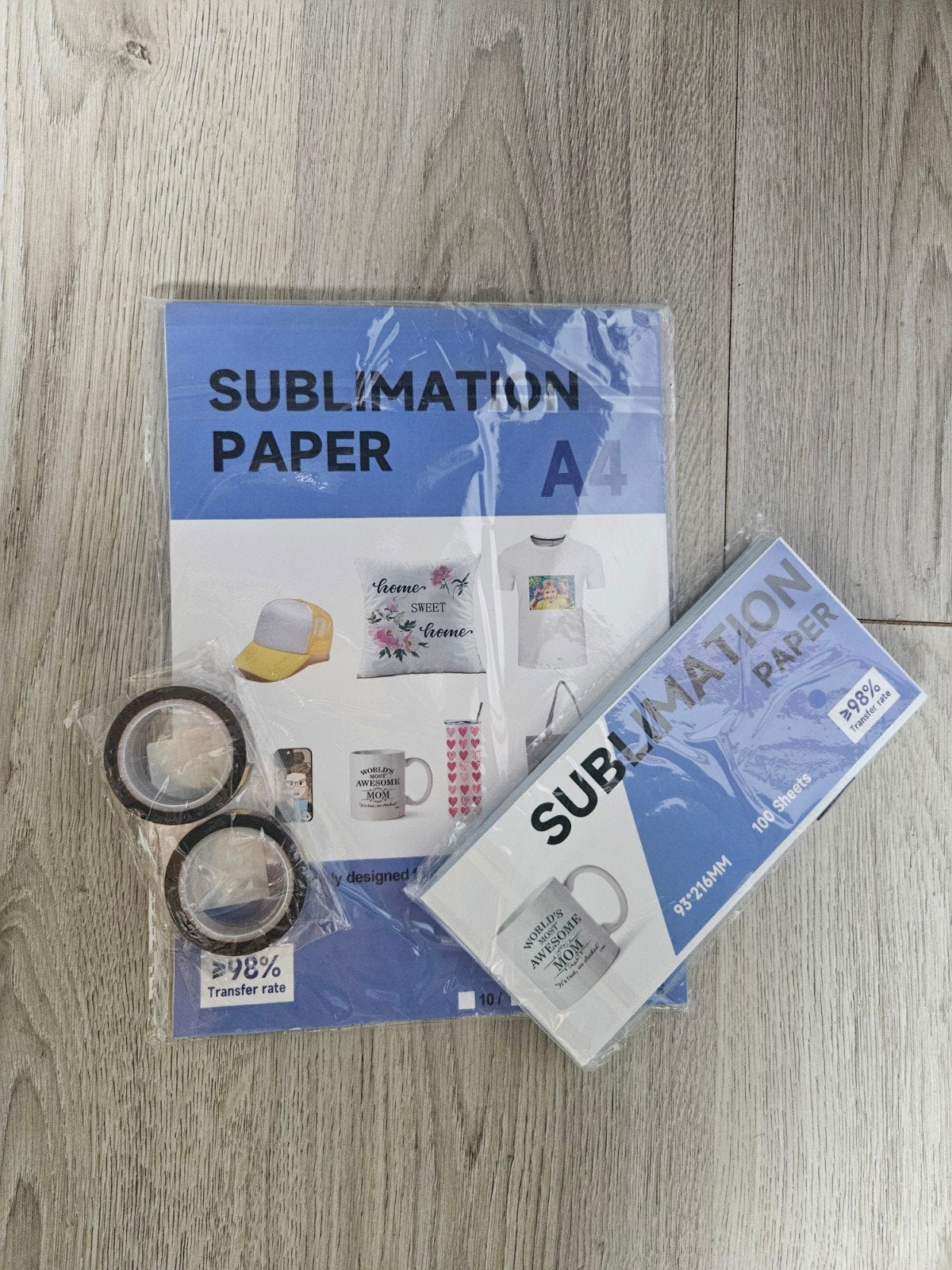 Sublimatiepapier A4 & 93*216mm met hittebestendige tape, Geschikt voor karton, Overige thema's, Nieuw, Ophalen of Verzenden