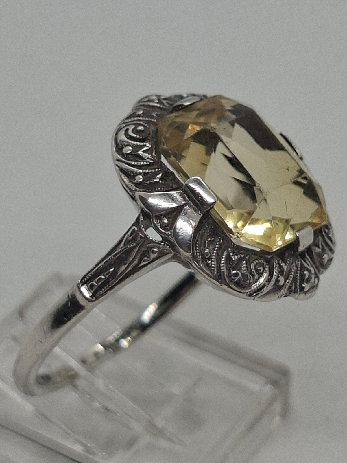 Zilveren Vintage Ring met Citrien - Maat 62, 20 of groter, Ophalen of Verzenden, Met edelsteen, Dame