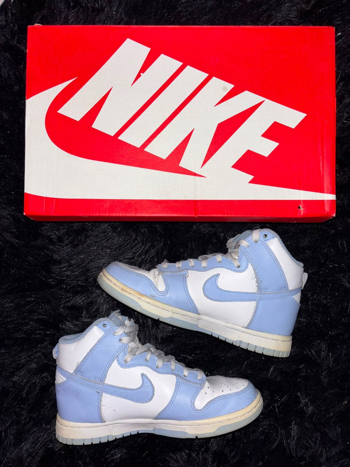 Nike Dunk High - Aluminium/White 36,5, Ophalen, Gedragen, Blauw, Sneakers of Gympen