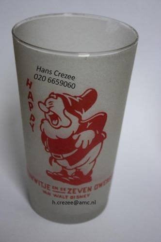 zoek oud disney sneeuwwitje 7 dwergen glas set 8 glazen 1940, Antiek en Kunst, Ophalen of Verzenden