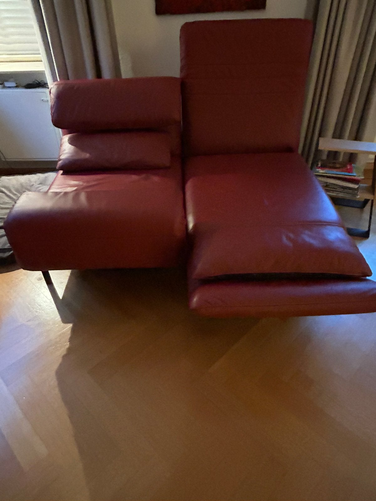 Verstelbare lig/zit-bank, leer H 153 x B 145 x D 83,5 cm, Ophalen, Gebruikt, Tweepersoons, Minder dan 150 cm