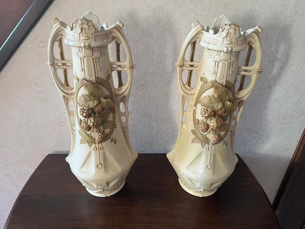 Paar antieke Royal Dux vazen – Art Nouveau – Bohemen, Ophalen of Verzenden