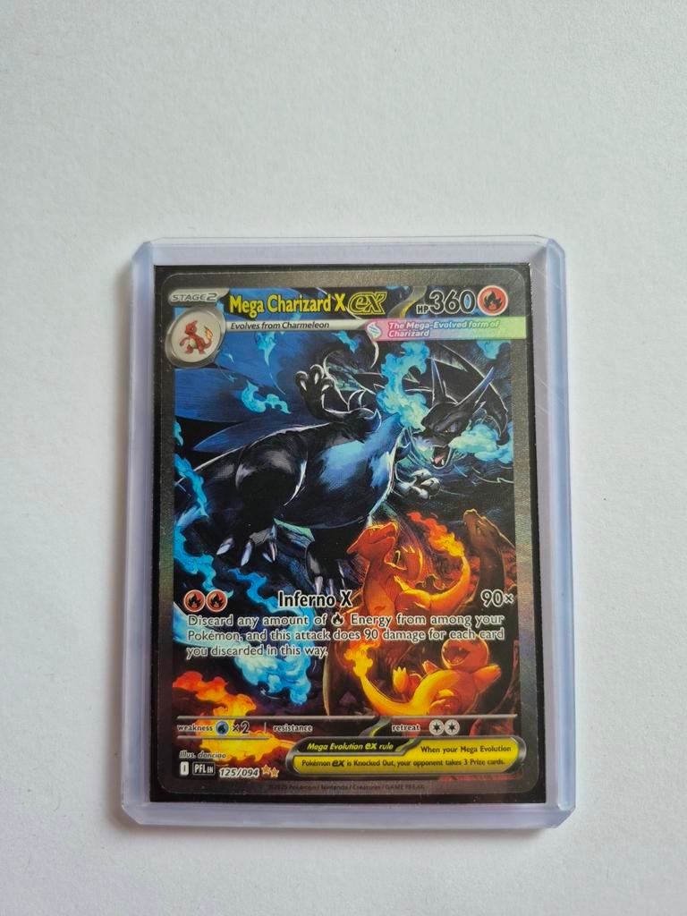 Pokémon Mega Charizard X EX 125/090 - Zeldzame Kaart, Ophalen of Verzenden, Zo goed als nieuw, Losse kaart, Foil