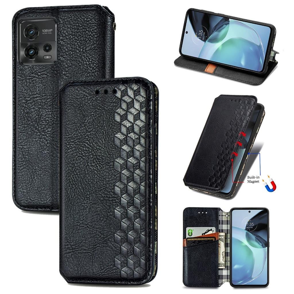 Luxe PU Lederen Wallet Case Set voor Moto G72 _ Zwart, Verzenden, Nieuw, Hoesje of Tasje