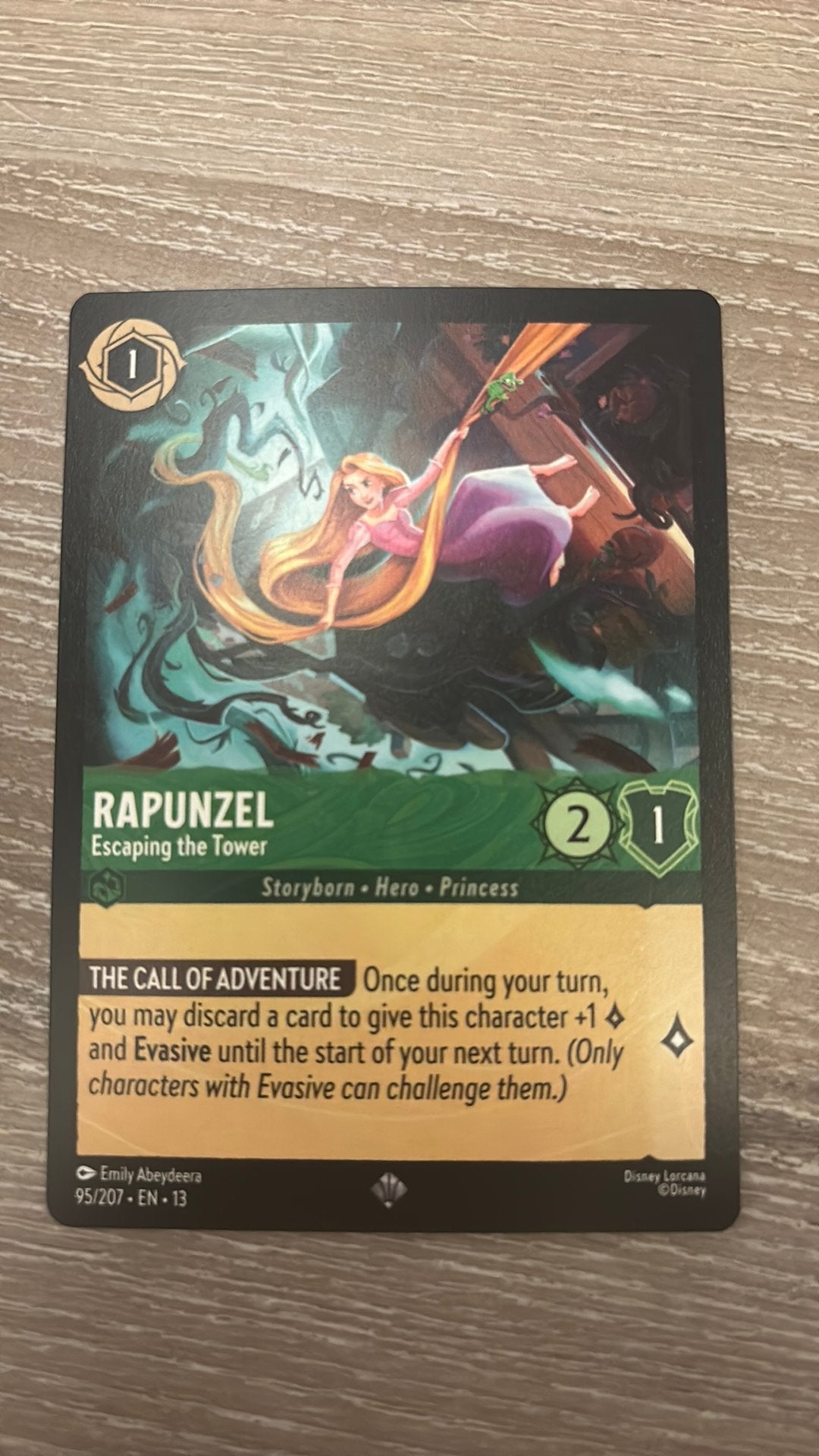 Disney Lorcana Rapunzel escaping tower 95-207 13ATV nonfoil, Ophalen of Verzenden, Zo goed als nieuw