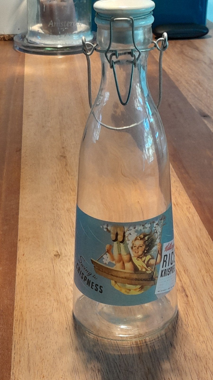 Vintage Kellogg's Rice Krispies Fles met Beugeldop, Ophalen of Verzenden