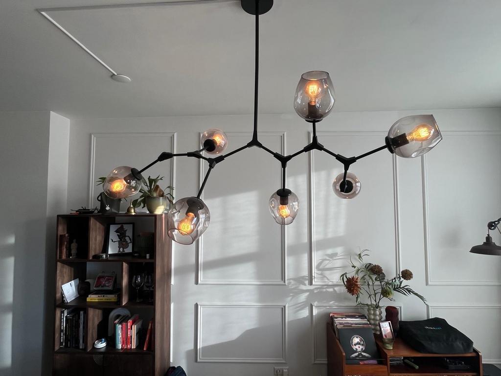 Design Eettafel Lamp Zwart Staal met Tulp Glas & Dimbare LED, Huis en Inrichting, Lampen | Hanglampen, Ophalen of Verzenden, Zo goed als nieuw