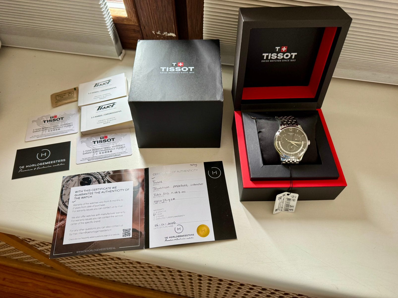Tissot Tradition Perpetual Calendar met garantie, Staal, Met bandje, Tissot, Polshorloge