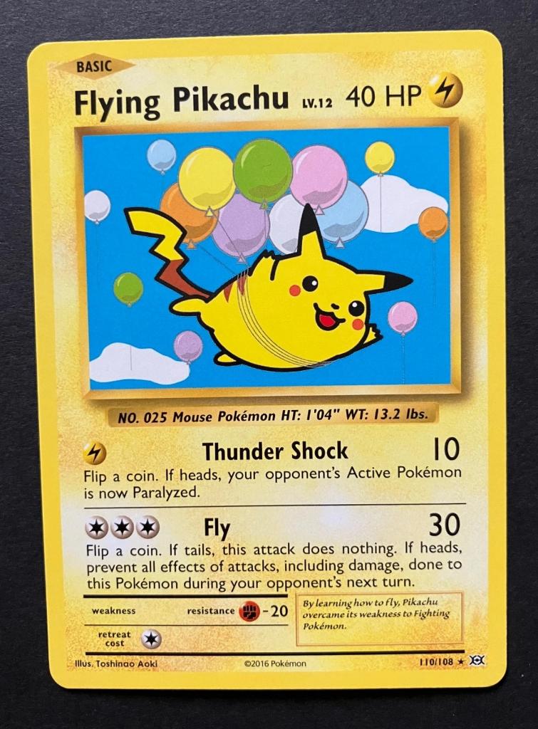 pokemon Flying Pikachu 110/108 XY Evolutions SECRET RARE, Ophalen of Verzenden, Zo goed als nieuw, Losse kaart