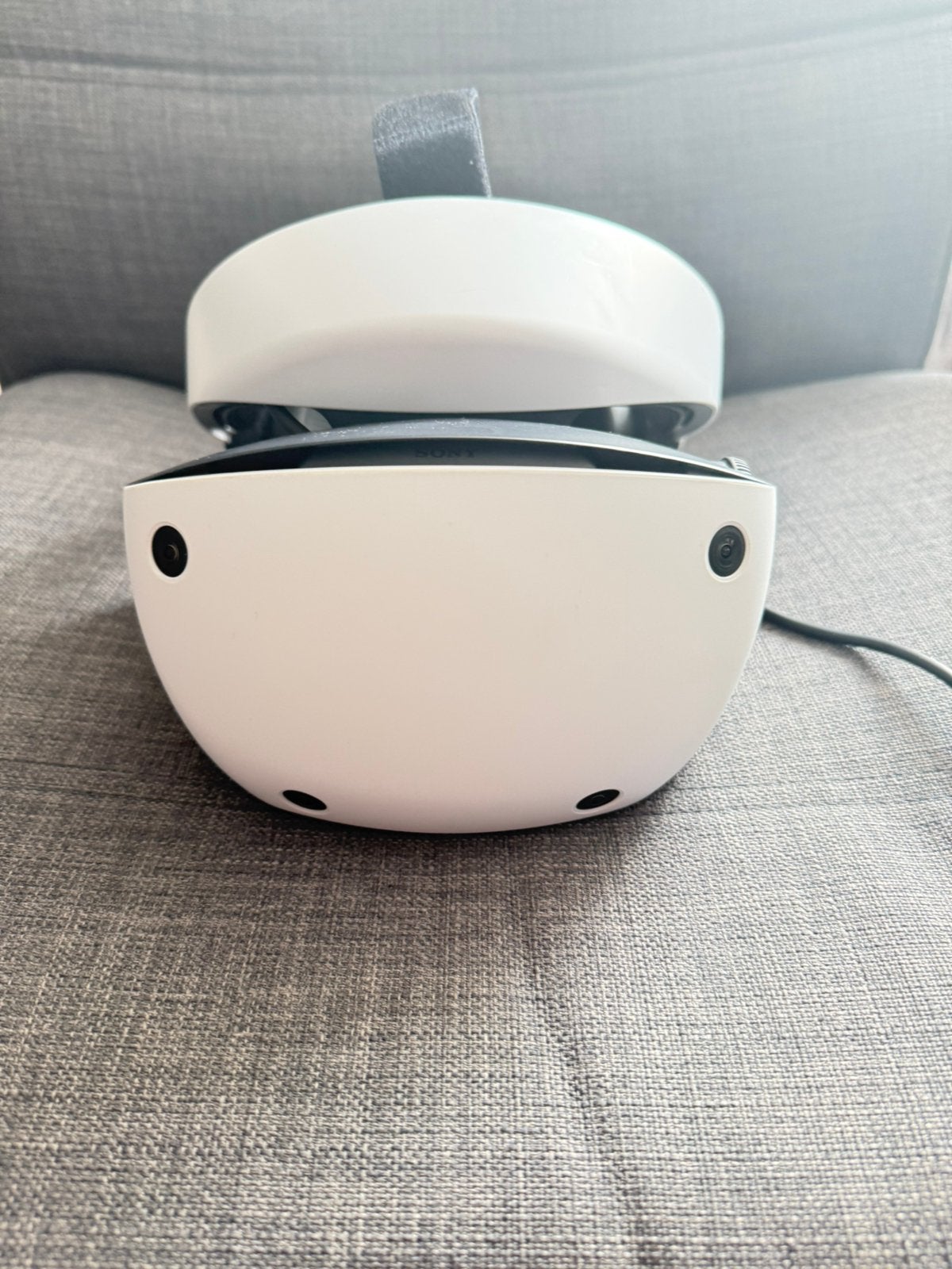 PlayStation VR2 met custom headband, PC adapter, opslag, Spelcomputers en Games, Virtual Reality, Ophalen, Zo goed als nieuw, VR-bril