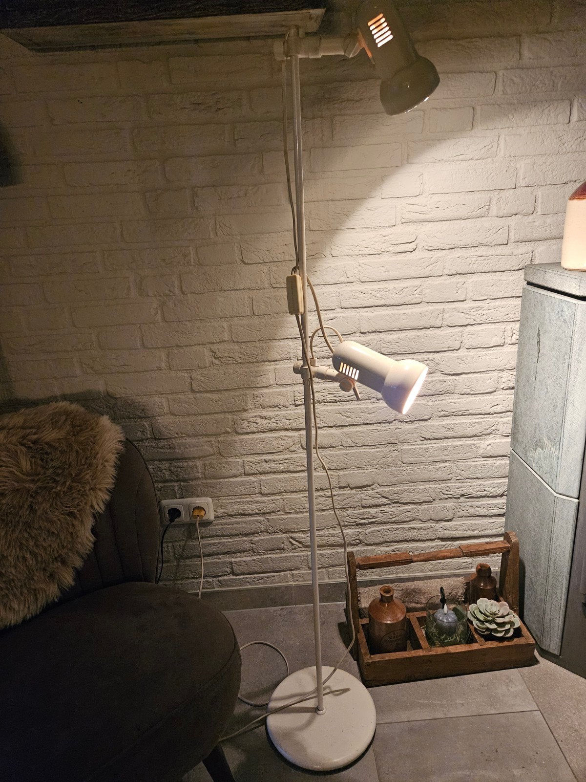 Vintage vloerlamp met 2 verstelbare spots, Ophalen