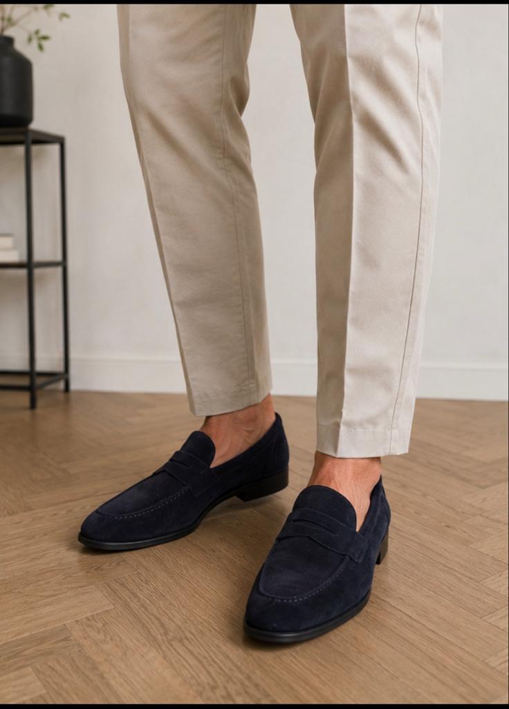 Santoni donkerblauwe suède mocassins - Zo goed als nieuw, Kleding | Heren, Schoenen, Ophalen of Verzenden, Zo goed als nieuw, Blauw