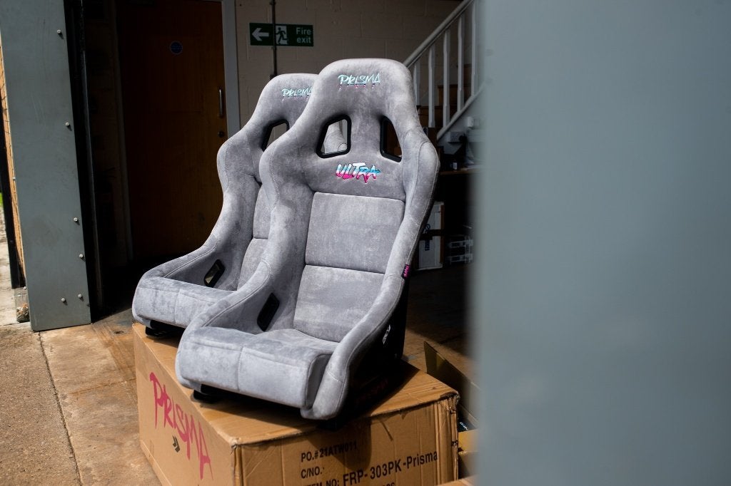NRG Prisma Ultra Alcantara Grijs Kuipstoel Sportstoel, Auto diversen, Ophalen of Verzenden