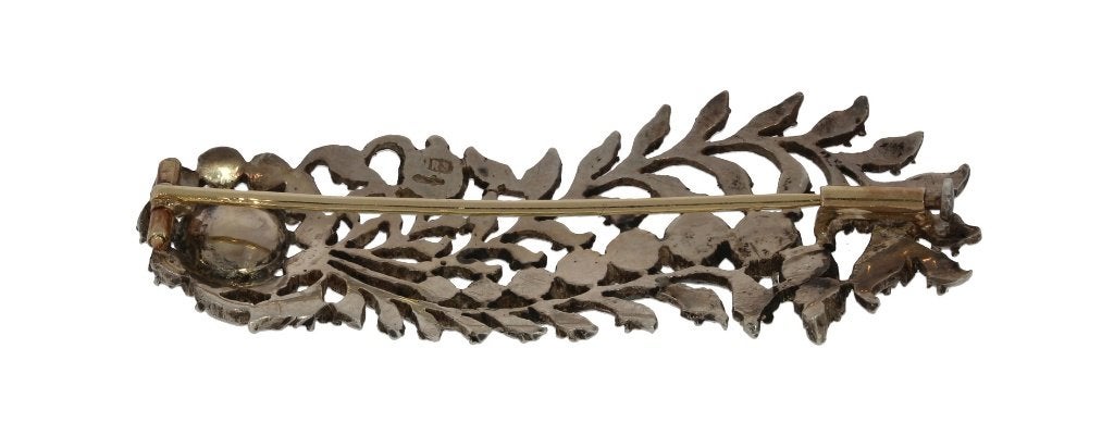 Grote diamanten 14k goud fraai veer broche friesland antiek, Sieraden, Tassen en Uiterlijk, Ophalen of Verzenden, Goud, Broche