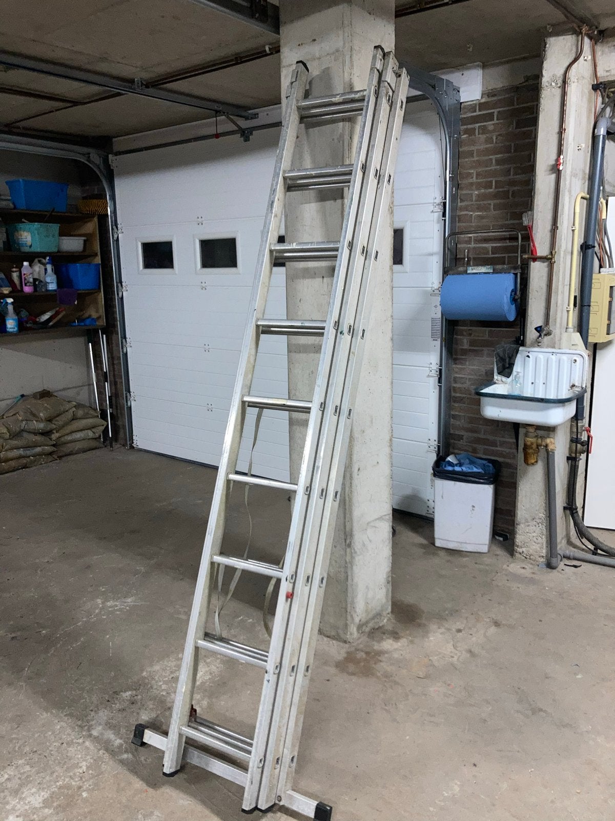 Aluminium uitschuifbare ladder - 3-delig, Ophalen, Gebruikt, Ladder, Opvouwbaar of Inschuifbaar