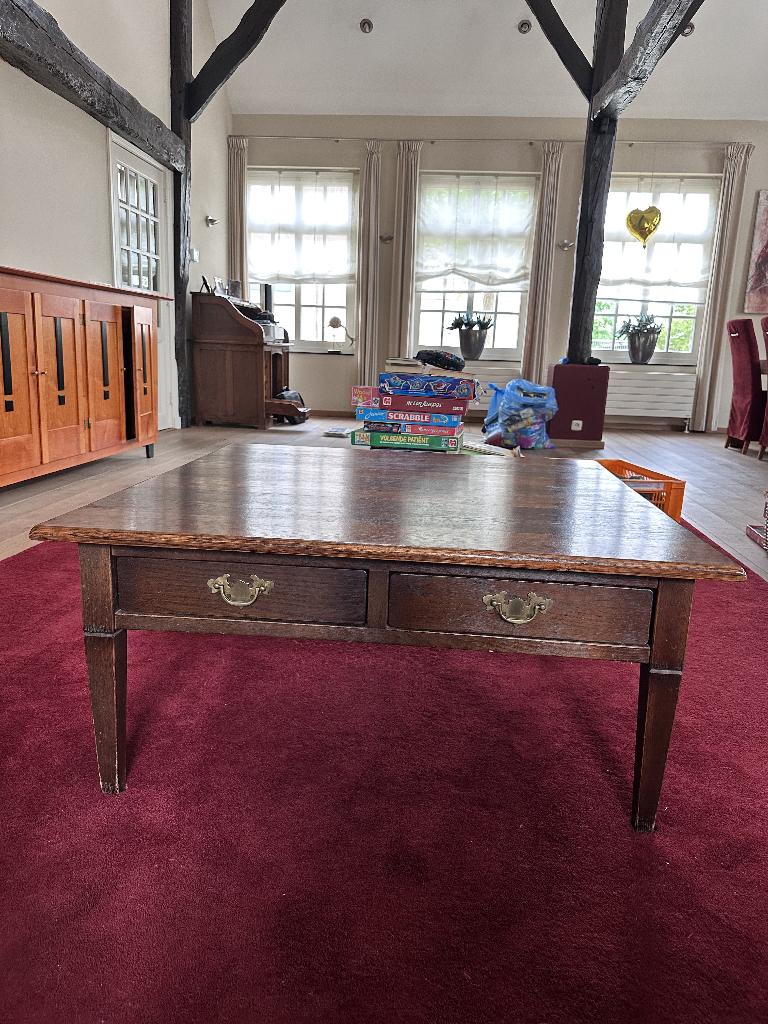 Houten salontafel, Ophalen, Gebruikt, 100 tot 150 cm, Vierkant