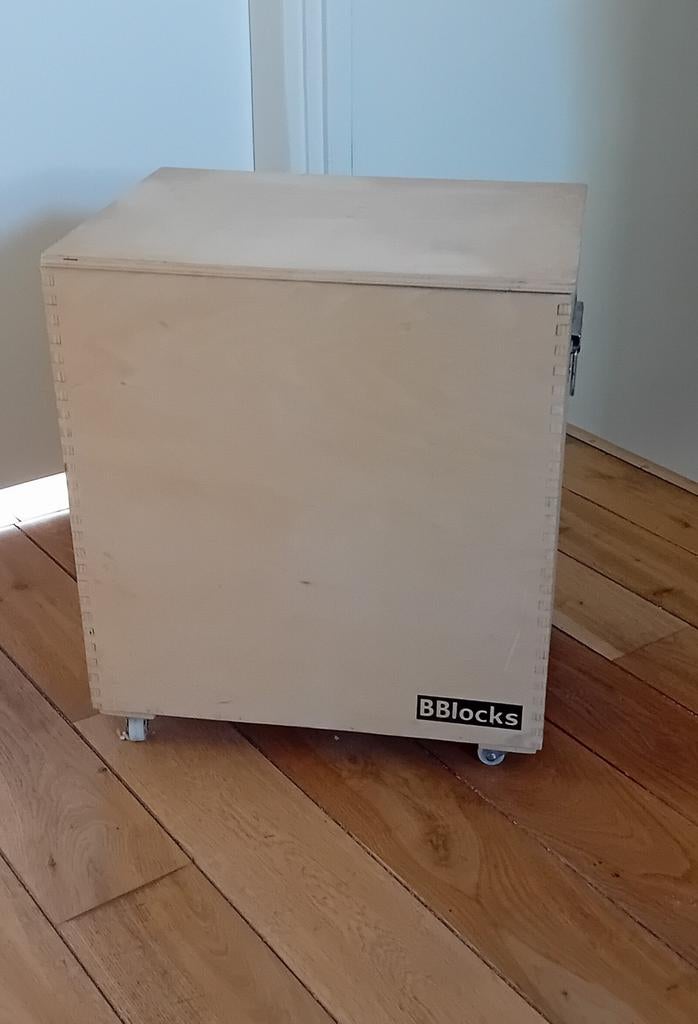 Block kist met blokjes zoals kapla, Kinderen en Baby's, Ophalen of Verzenden, Zo goed als nieuw