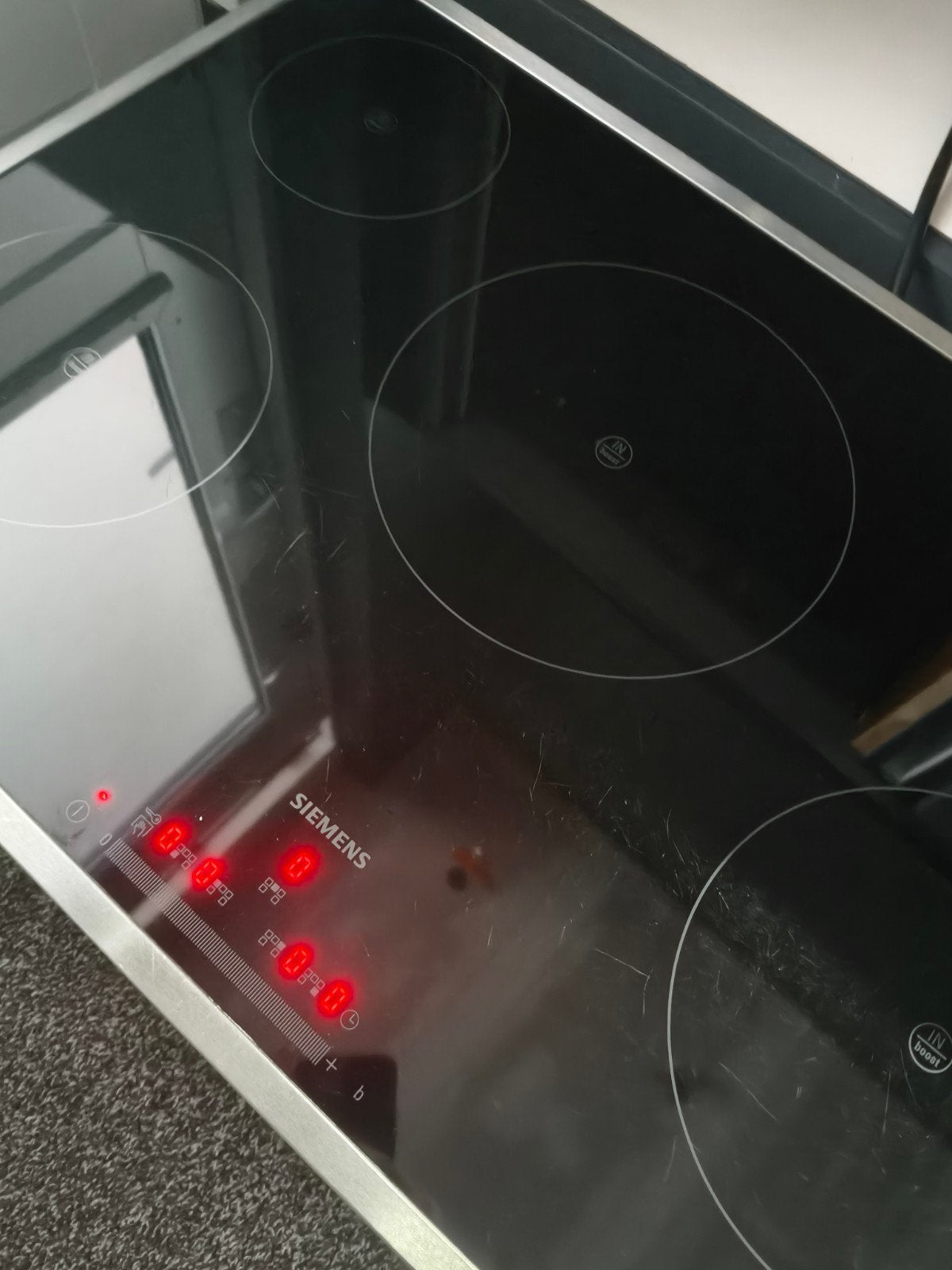 Siemens Inductiekookplaat - Gebruikt met lichte sporen, Witgoed en Apparatuur, Ophalen, Gebruikt, 4 kookzones, Inbouw
