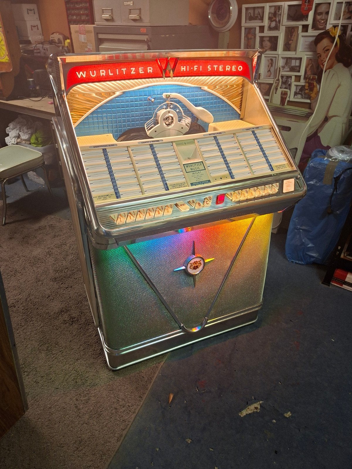 Totaal gerestaureerde wurlitzer open jukebox uit 1960, Verzamelen, Ophalen of Verzenden, Zo goed als nieuw, Wurlitzer