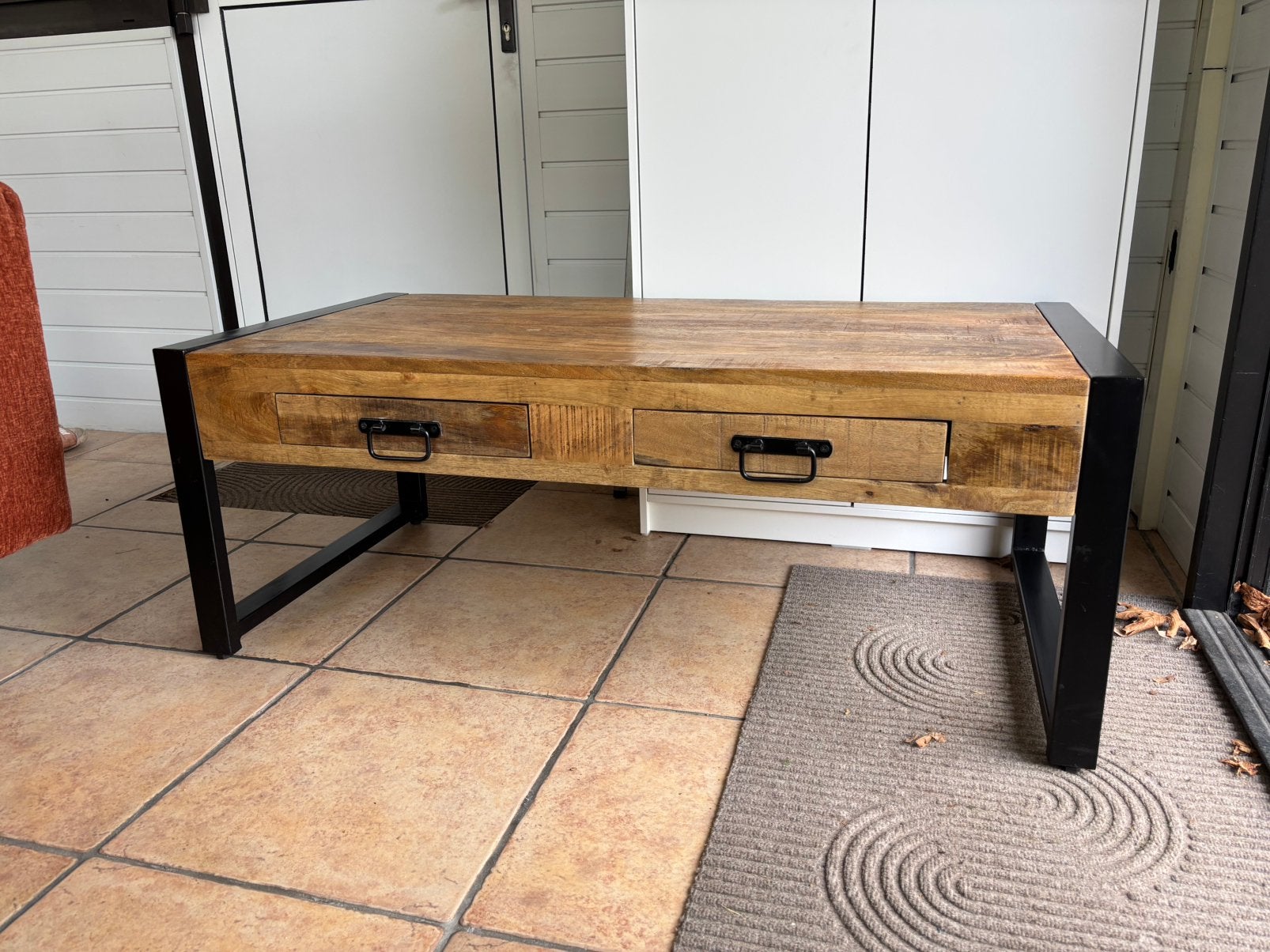 Mango houten salontafel, Ophalen, Gebruikt, 100 tot 150 cm, 50 tot 100 cm