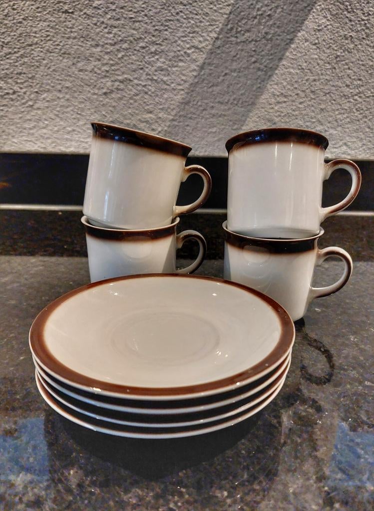 Set van 4 Vintage Douwe Egberts Koffiekopjes met Schotels, Ophalen of Verzenden