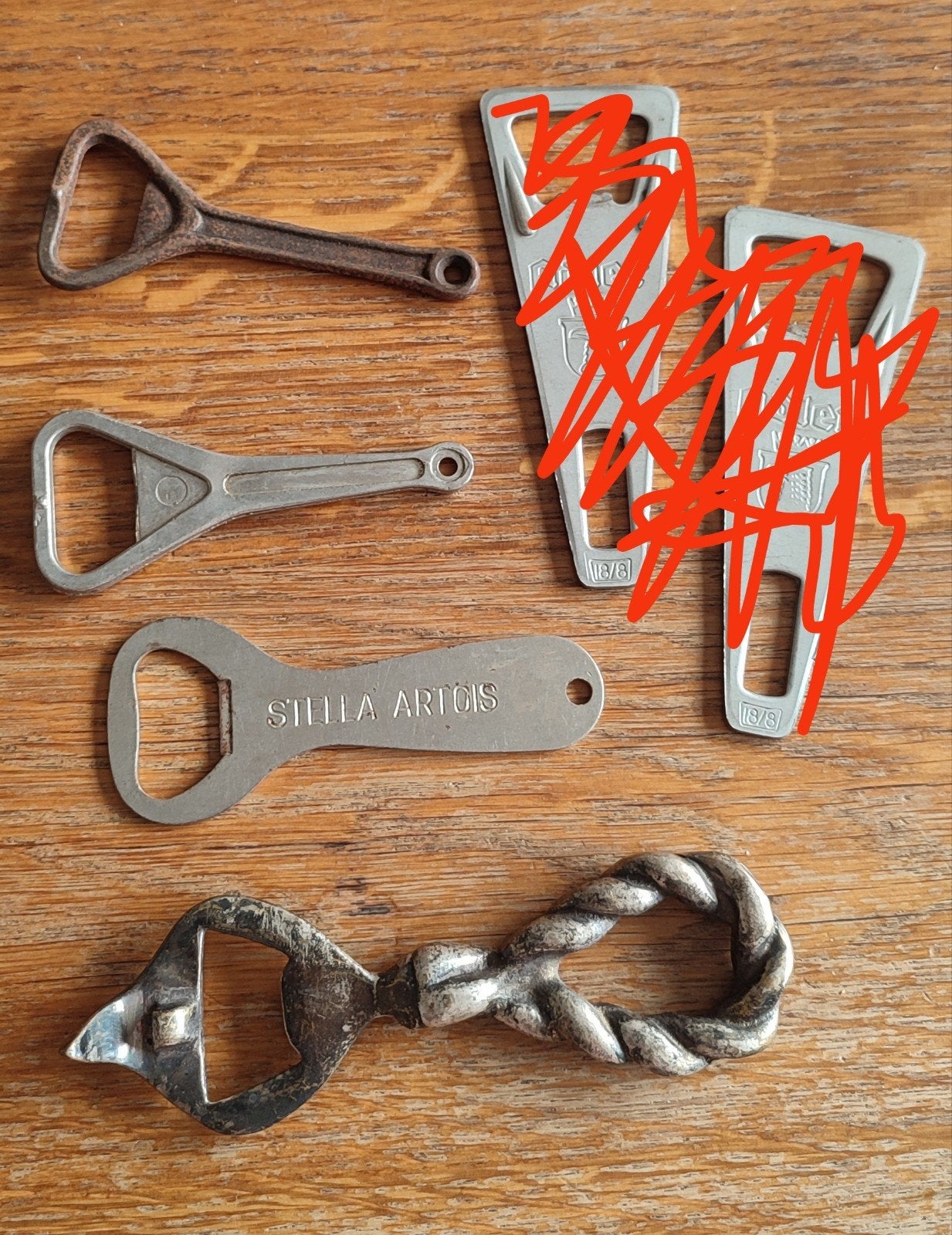 Diverse vintage flessenopeners - set van 4, Antiek en Kunst, Ophalen of Verzenden