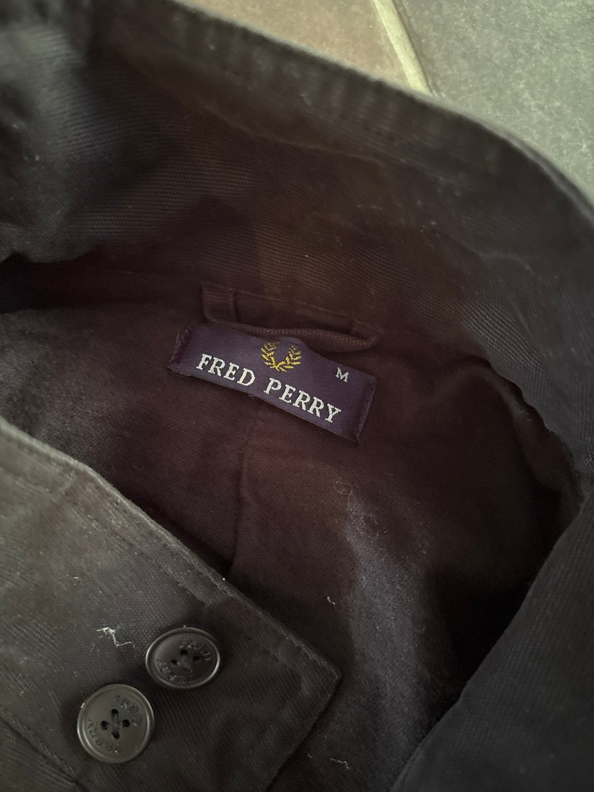 Fred Perry jas - Zwart - Maat M verkleurd door zon, Maat 48/50 (M), Zwart, Ophalen of Verzenden, X