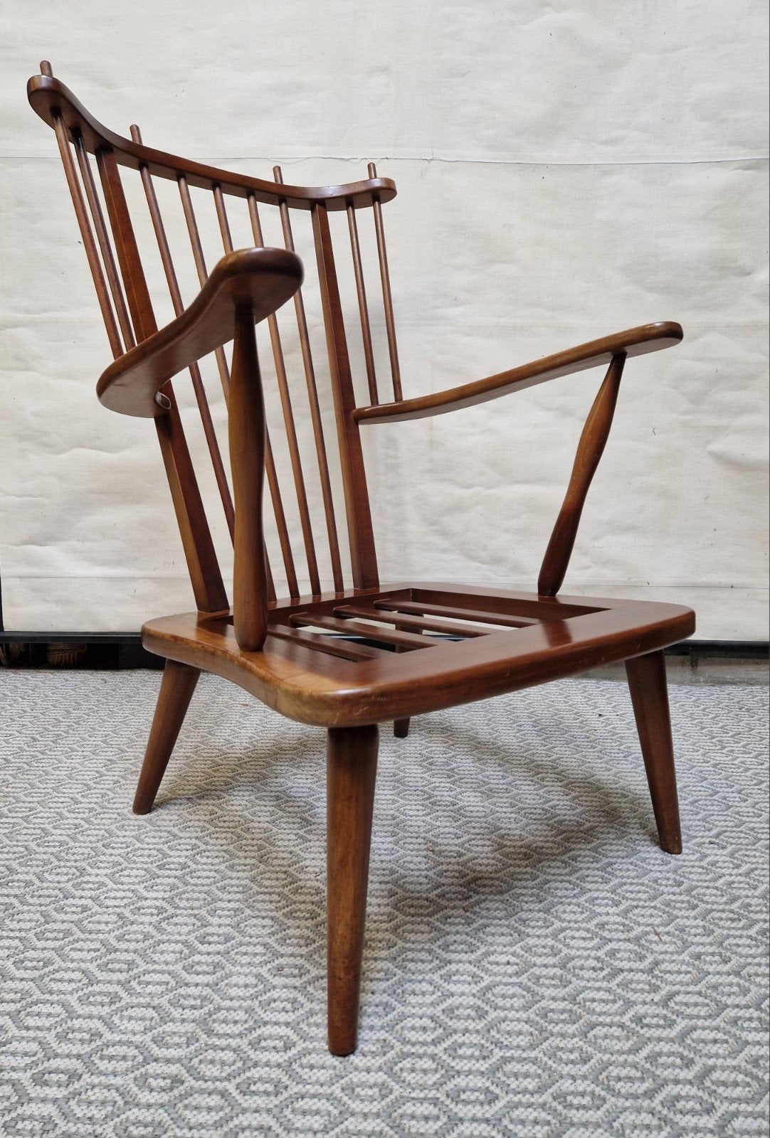 vintage chair/retro houten spijlenstoel, Ophalen, Huis en Inrichting