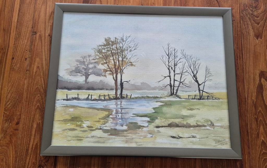 Ingelijste aquarel van A. Martens, november '96, Ophalen of Verzenden