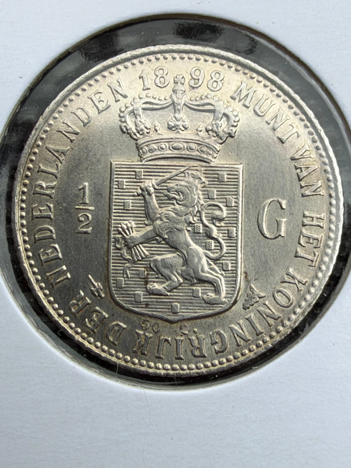 Hele mooie halve gulden 1898 Wilhelmina, ½ gulden, Zilver, Ophalen of Verzenden, Koningin Wilhelmina