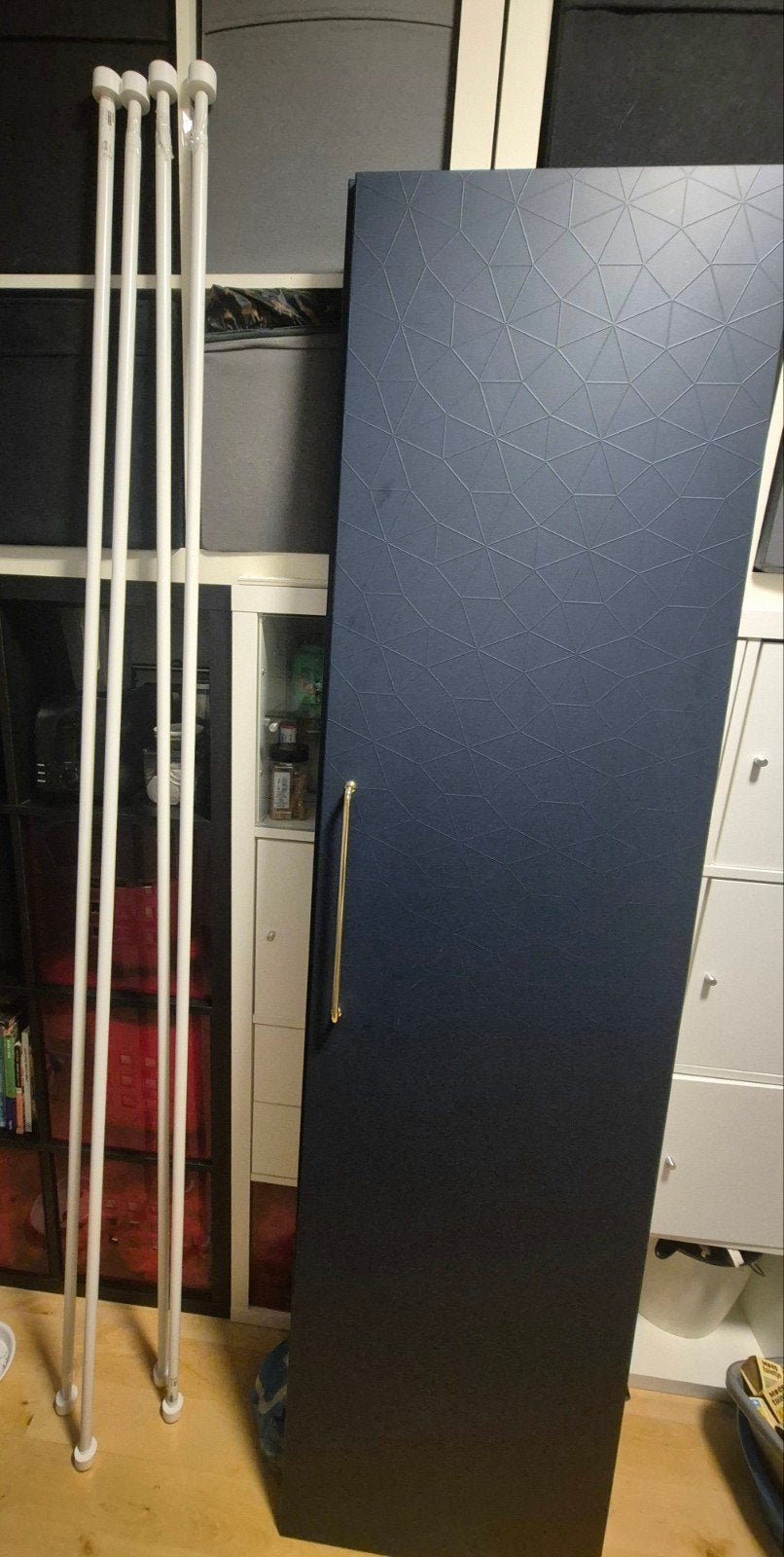 2x IKEA Hanmas deuren donkerblauw met gouden handgrepen, Ophalen, Minder dan 50 cm, Gebruikt, 200 cm of meer