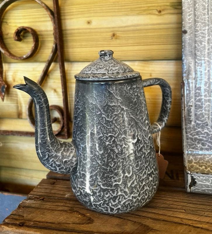 Donker grijs gewolkt emaille koffiepot, Ophalen