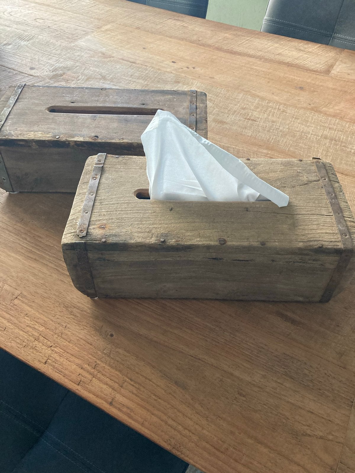 2x Vintage houten tissuebox los te koop, Ophalen