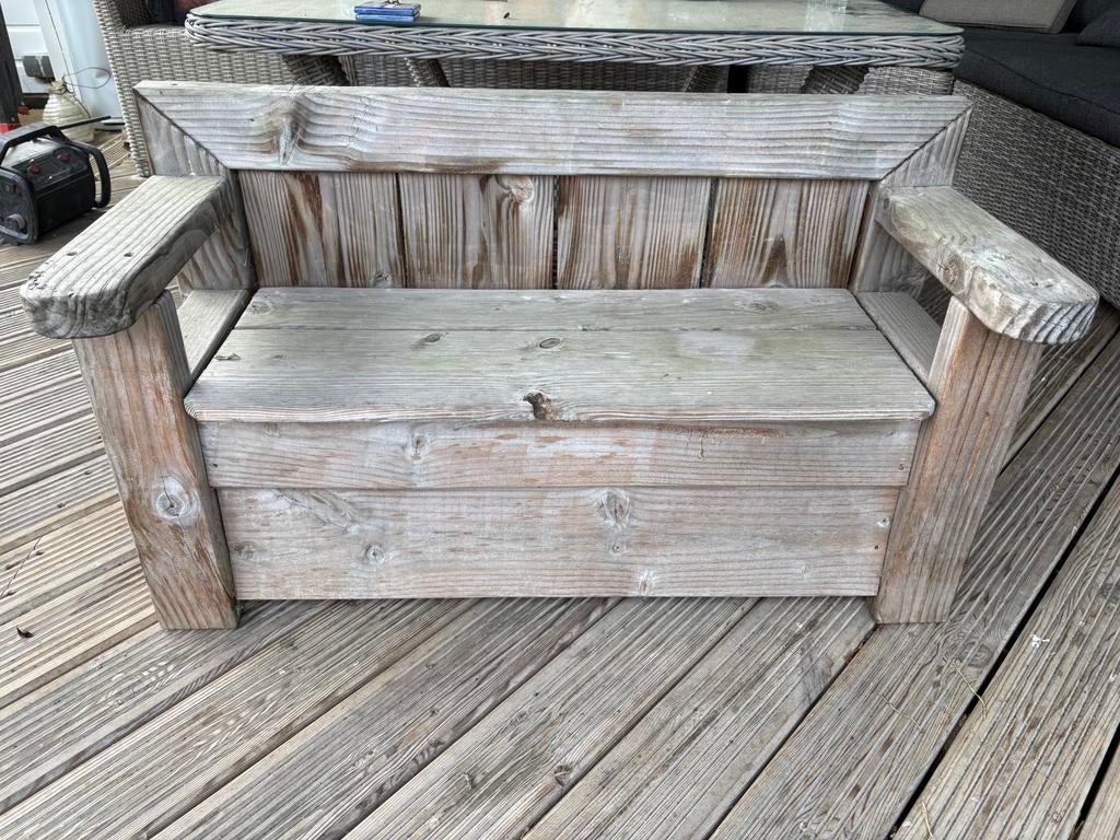 Houten kindertuin bankje, Tuin en Terras, Ophalen, Gebruikt, Hout