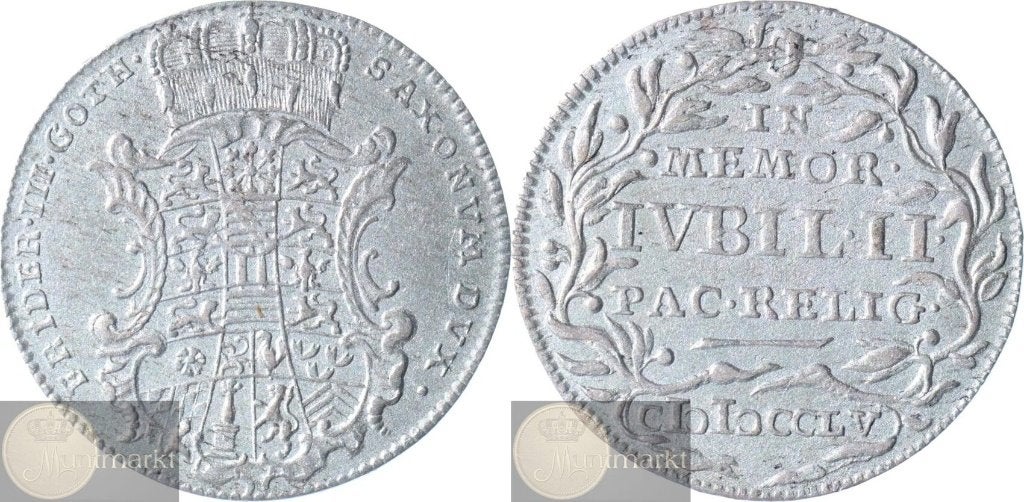 Duitsland - 1/24 Taler 1755 '200e Jubileum Vrede Augsburg', Ophalen of Verzenden, Zilver, Buitenland