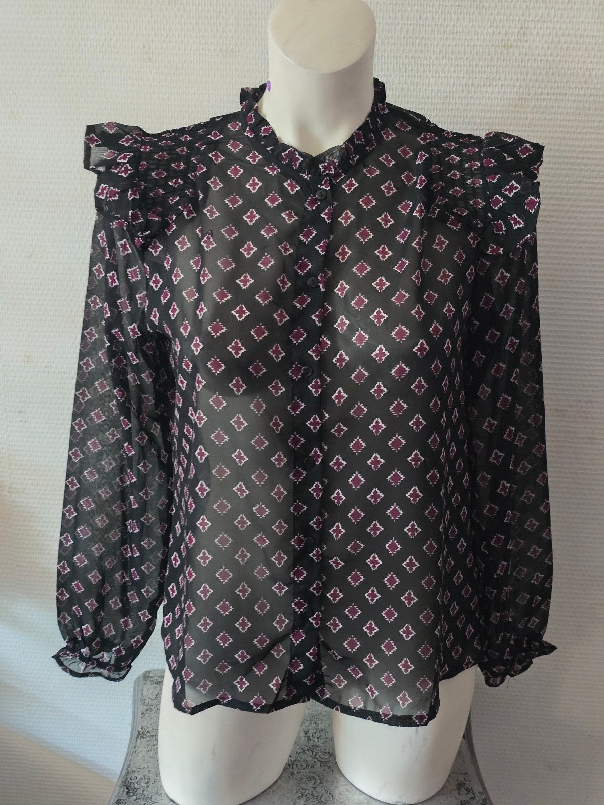 Zeeman blouse met lange mouwen en ruffles, maat 38, Maat 38/40 (M), Zeeman, Zwart, Ophalen of Verzenden