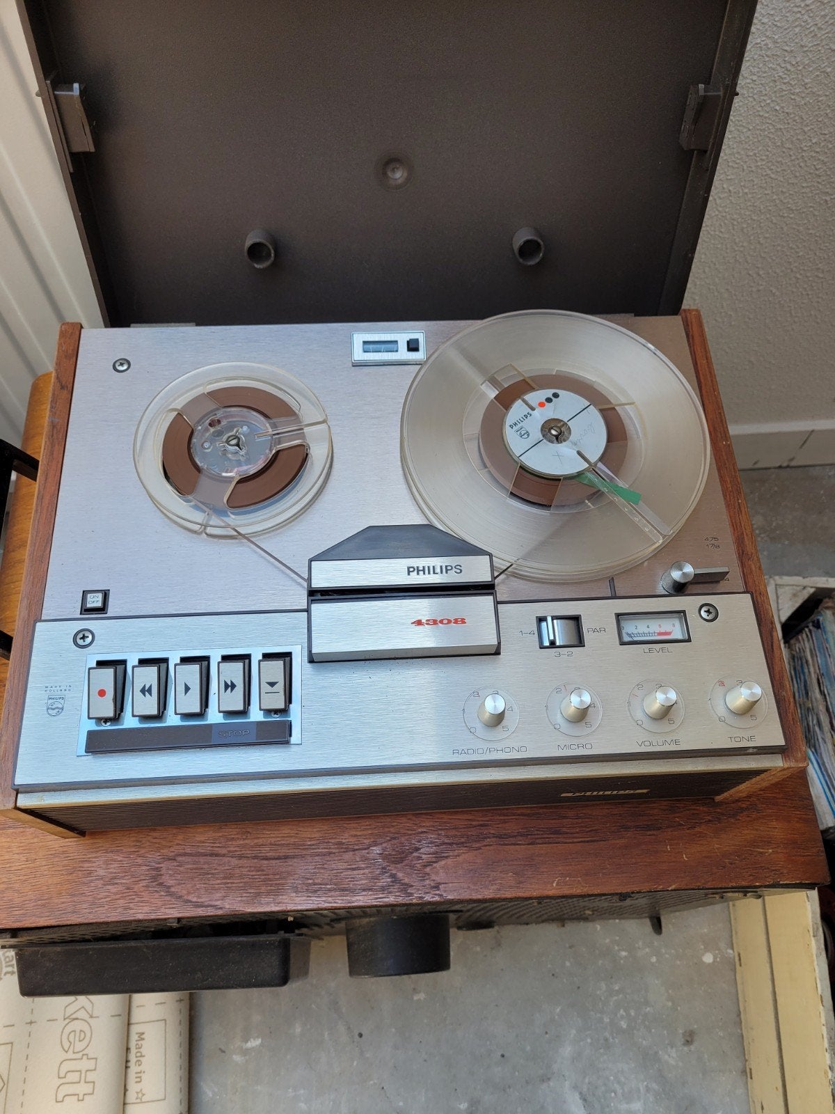 Philips 4308 Bandrecorder - Vintage Audio, Ophalen, Bandrecorder, Met banden