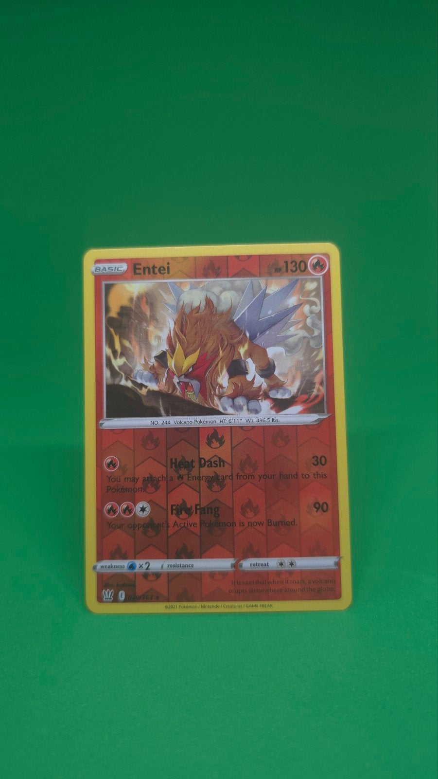 Entei 020/163 Battle styles reverse holo, Ophalen of Verzenden, Zo goed als nieuw