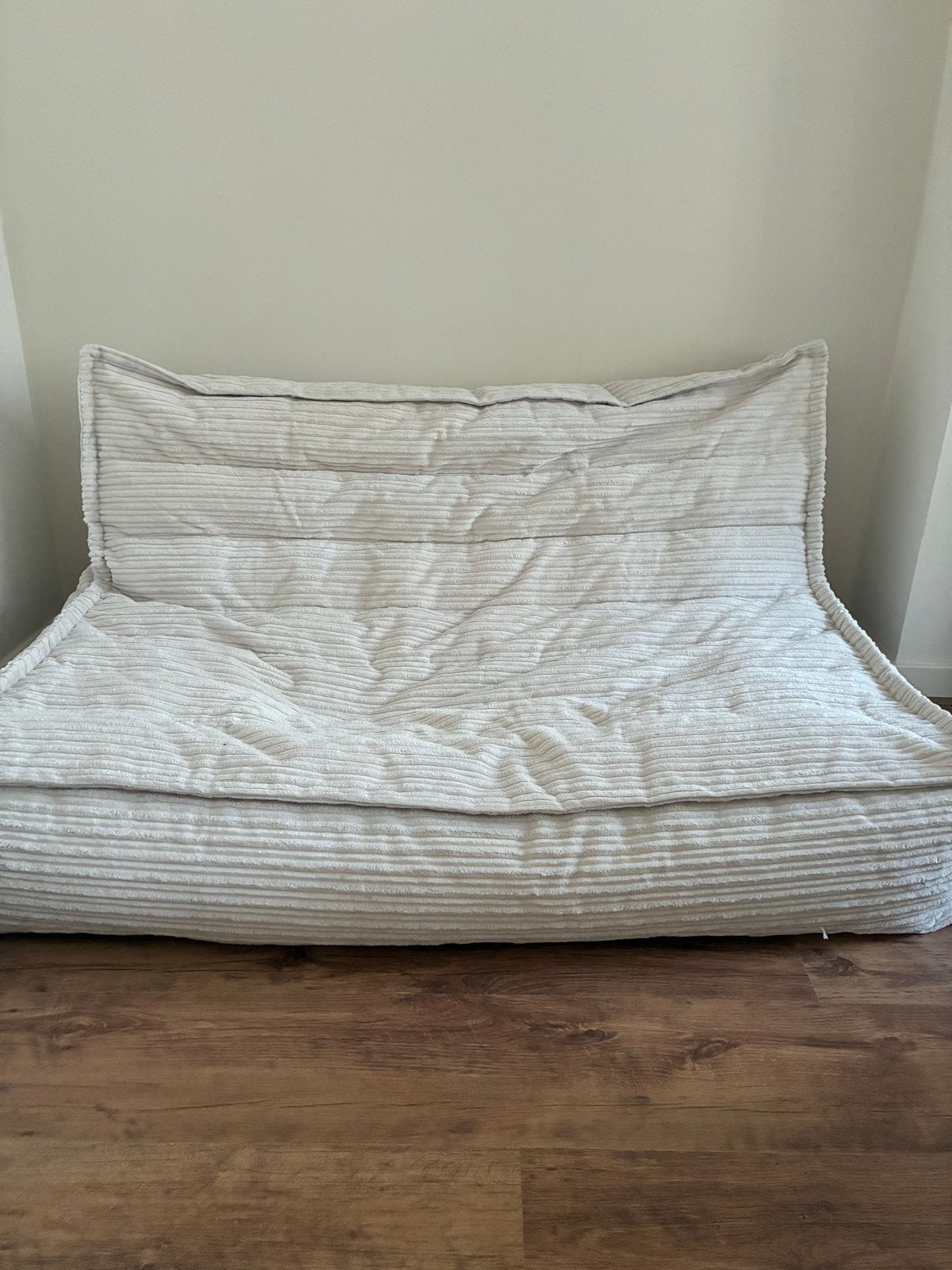 Loungepug zitzakbank, beige ribstof, Ophalen of Verzenden, Gebruikt, Beige, Zitzakstoel