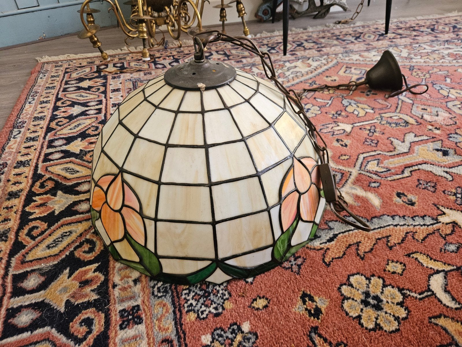 Tiffany Stijl Hanglamp met Bloemmotief, Ophalen