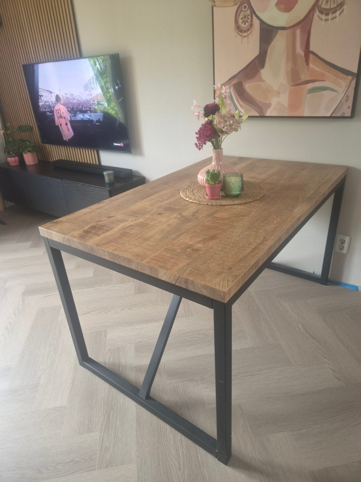 Zo goed als nieuwe eettafel 140x85 ricardi, Ophalen, Zo goed als nieuw, Rechthoekig, 50 tot 100 cm