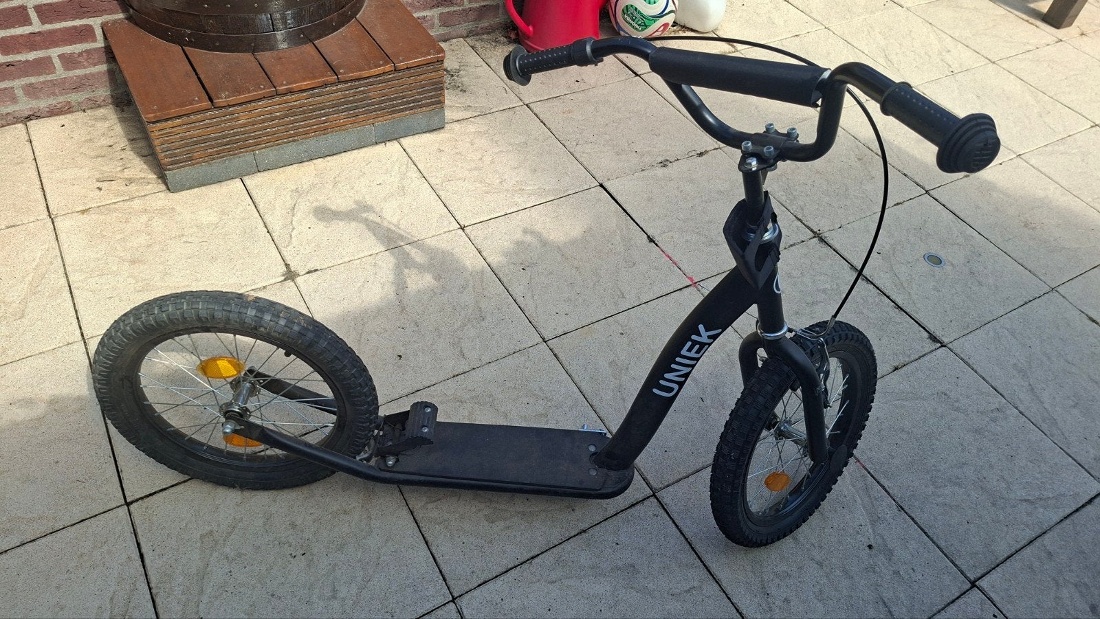 Uniek Step Zwart met Voet- en Handrem, Fietsen en Brommers, Ophalen of Verzenden, Zo goed als nieuw, Gewone step, Uniek