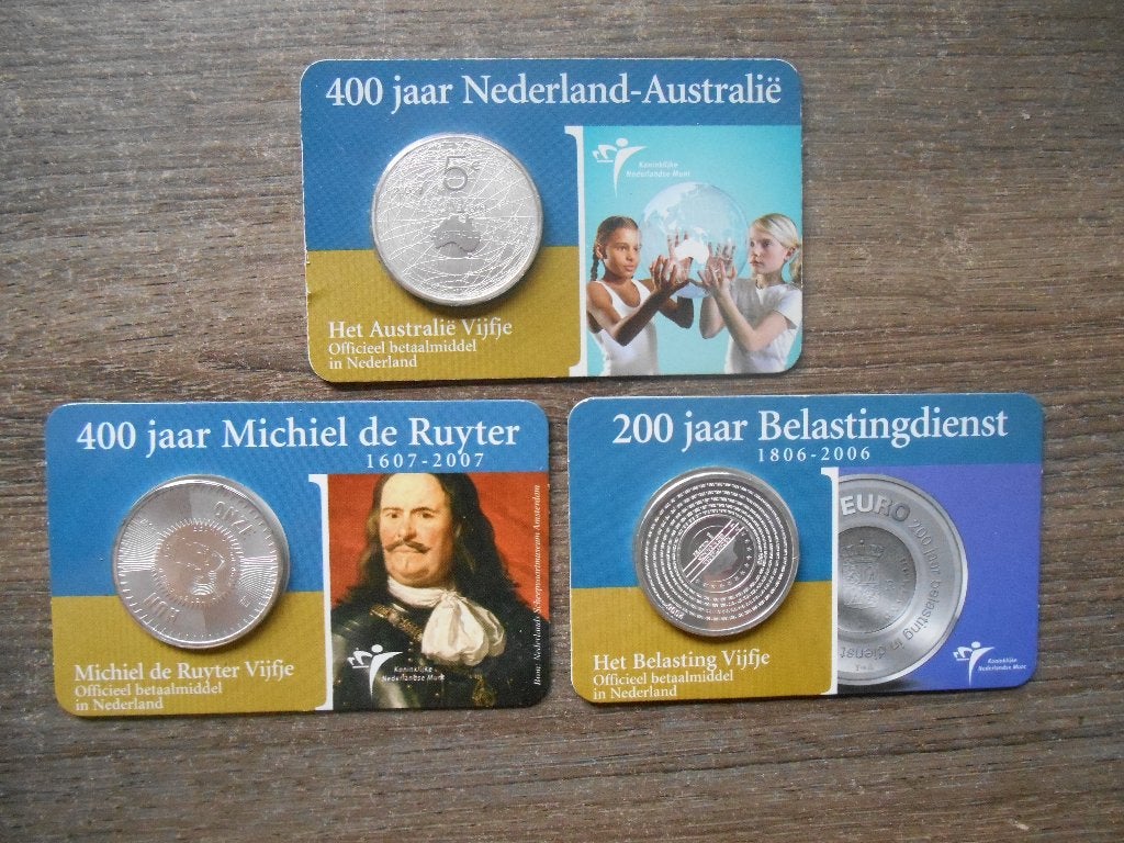Coincards 5 euro zilver Nederland set van 3 stuks, Postzegels en Munten, Munten | Nederland, Setje, Koningin Beatrix, Zilver, Euro's