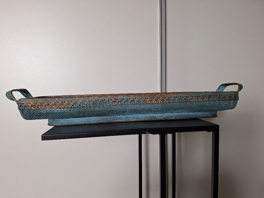 Decoratief dienblad/schaal met gaasbodem, Ophalen, Gebruikt