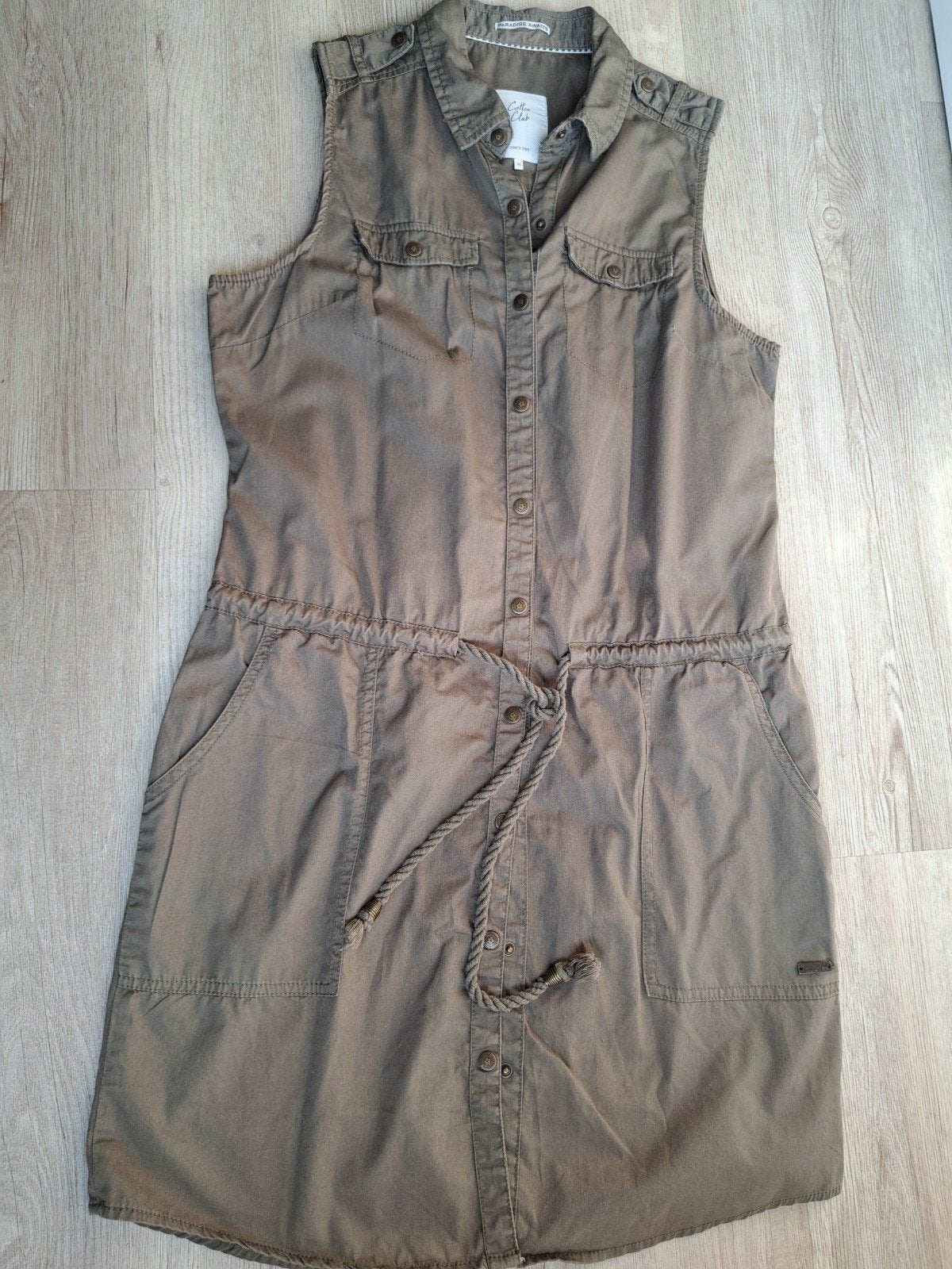 Groene Cotton Club jurk maat M met ceintuur, Maat 38/40 (M), Ophalen of Verzenden, Zo goed als nieuw, Knielengte