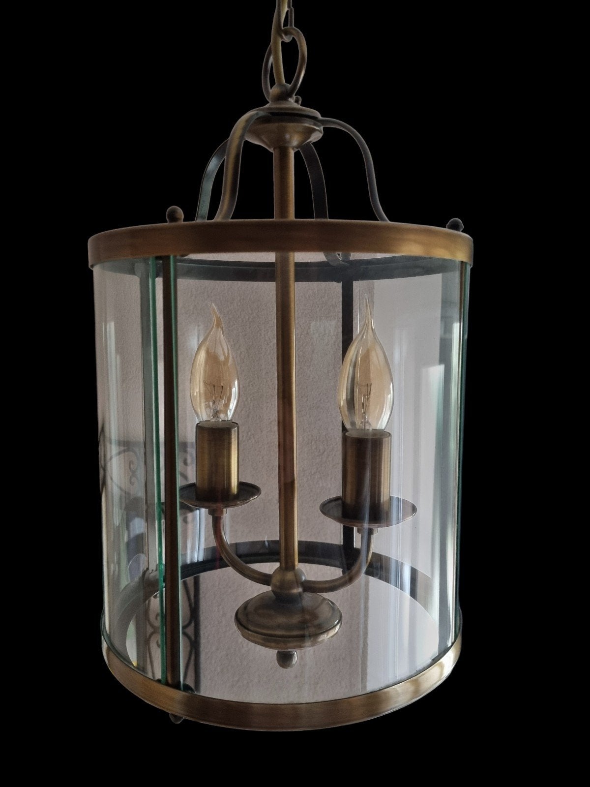 Sfeervolle hallamp - Klassieke hanglamp voor hal of entree, Huis en Inrichting, Ophalen, Gebruikt, Glas, Klassiek